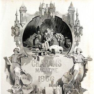 1856 Grahams Magazine Frontispiece Engraving Victorian Original Art DWY5G
